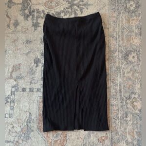 SHEIN Black Ribbed Pencil Midi Skirt